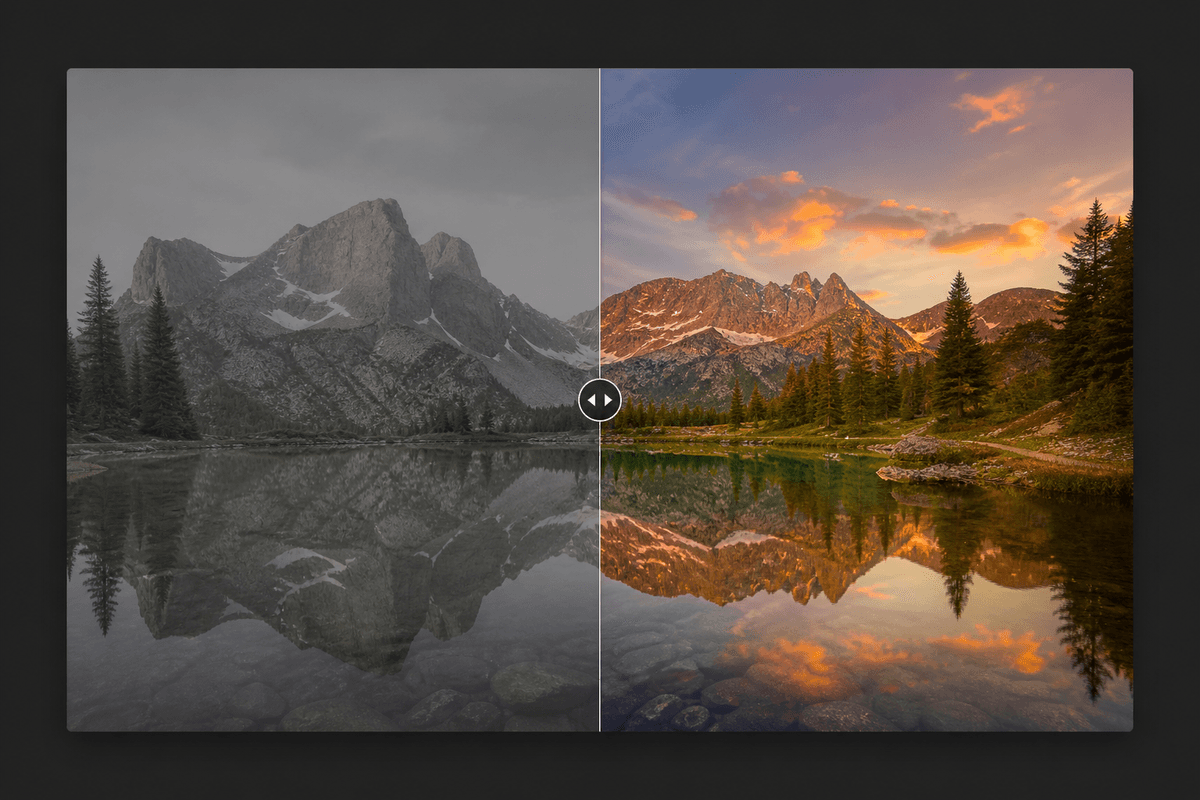 AI color adjustment before and after