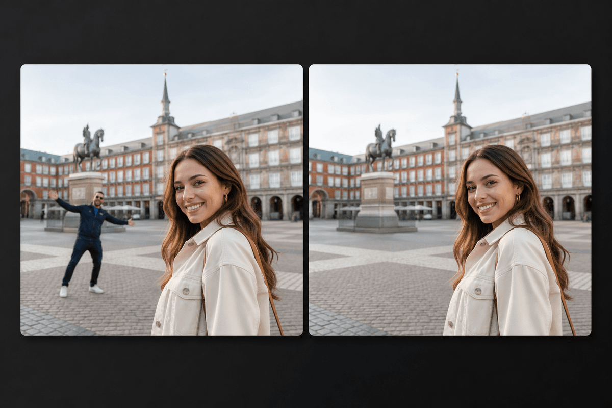 AI person removal before and after