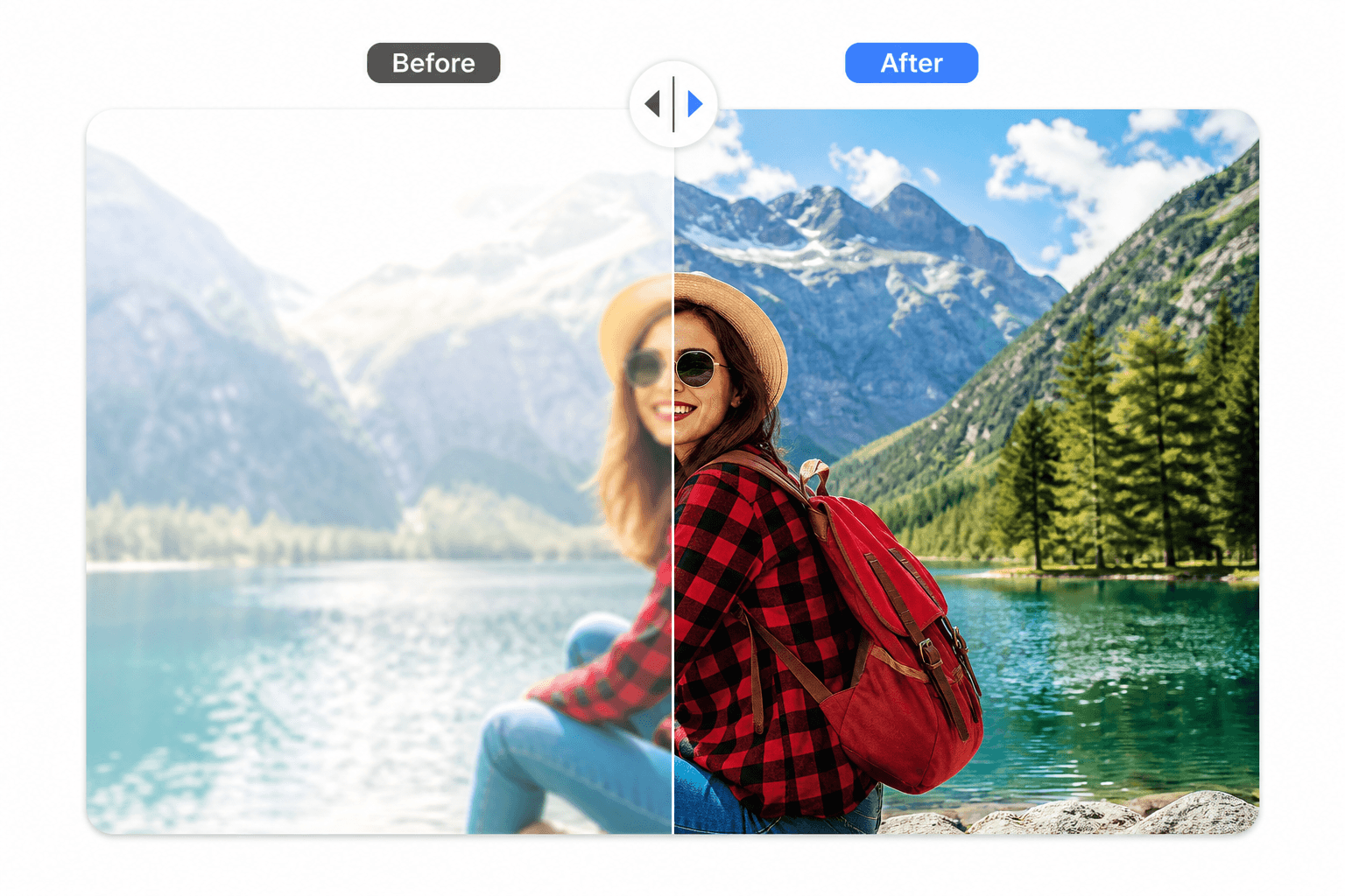 AI image quality enhancement before and after